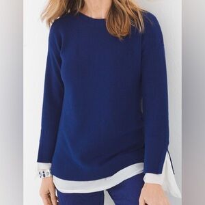 Chicos Knit Vibrant Blue Business Casual Sweater sz 2 Corpcore oversize normcore